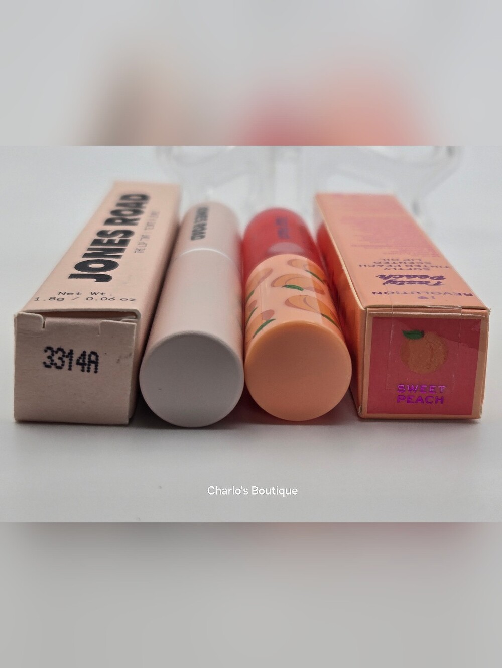 Jones Road Lip Tint Just Peachy & I Heart Revolution Peach Lip Oil Duo NIB - Picture 4 of 6